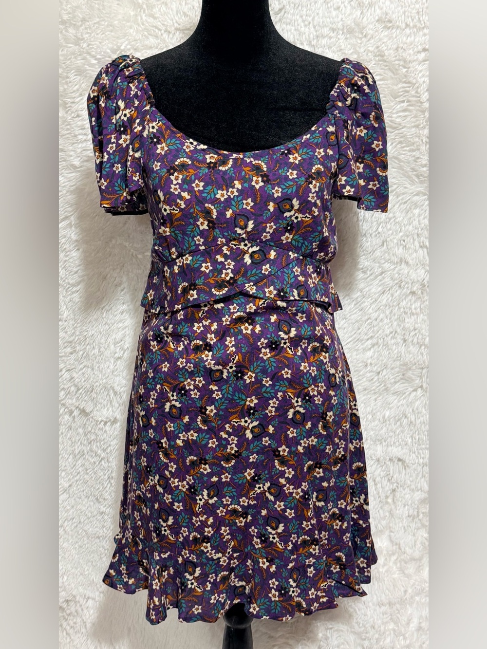 NWT Band of the Free Coraline Purple Floral Crossover Mini Dress